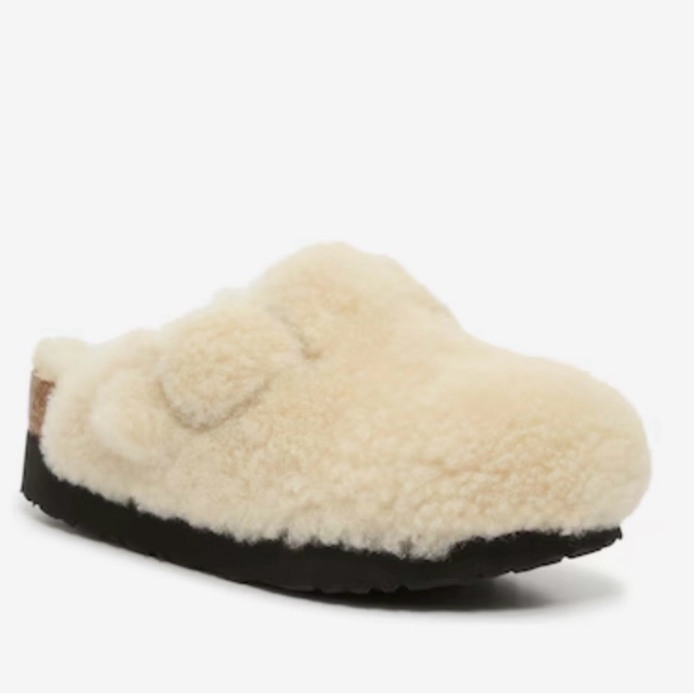 NWT Birkenstock Papillio Shearling Big Buckle Platform Clogs Size 39